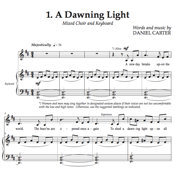 A Dawning Light – Choral Excerpts (Sheet Music for Choir – SATB, Piano/Organ) - Image 2